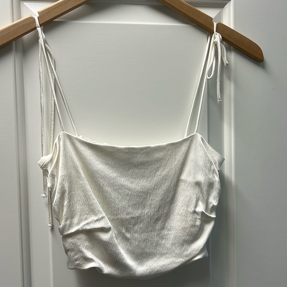 Zara crop top silky white